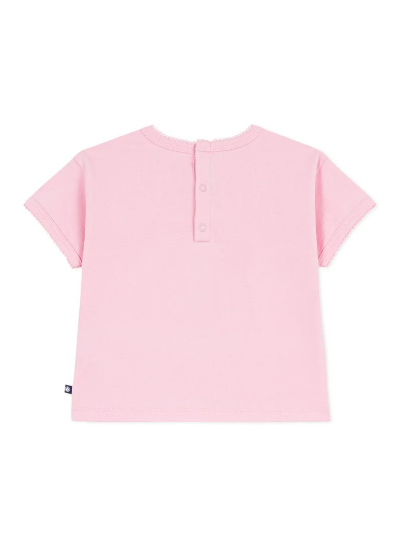 Petit Bateau Babies' short-sleeved cotton T-shirt with a flower motif